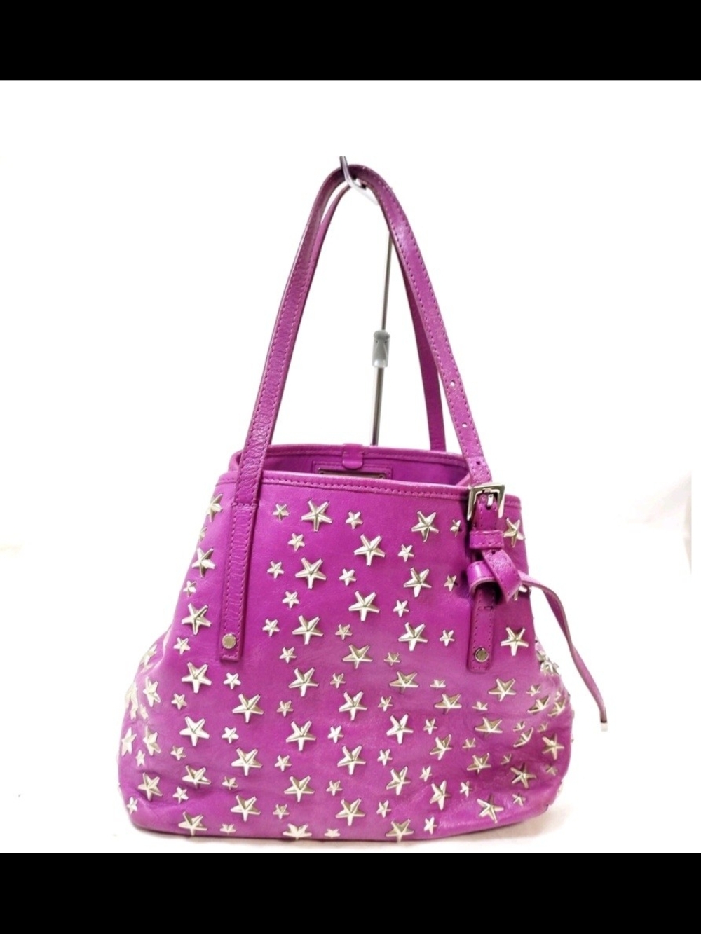 EUC Authentic Jimmy Choo Sasha S Star Studded Leather Tote Bag - Purple